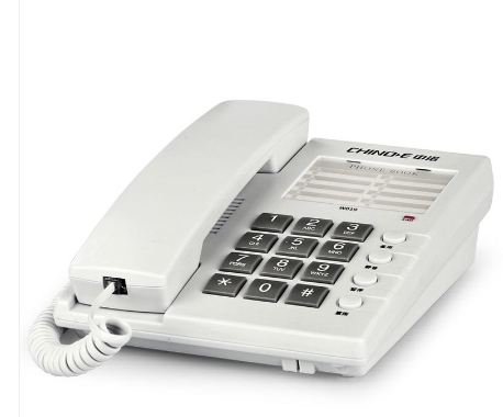Wall-mounted hotel room telephone