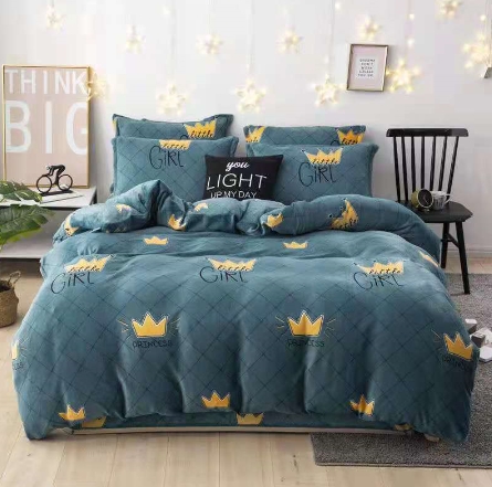 Winter thickened flannel coral duvet cover